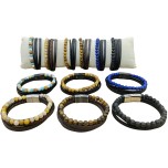 Lot de 12 Bracelets cuir et pierre